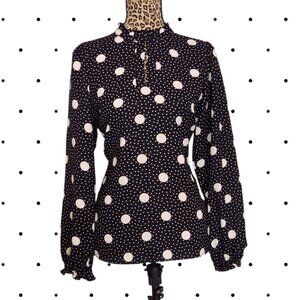 Karl Lagerfeld Black Blouse with White Polka Dots